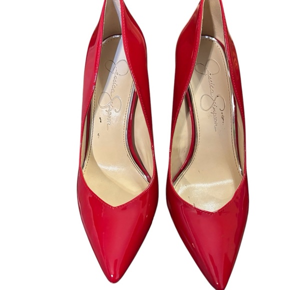 Jessica Simpson Red Patent Leather Stiletto Heels - Picture 3 of 6